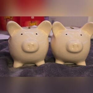 2 Mini White Piggy Banks (Perfect For Kids To Save Money)